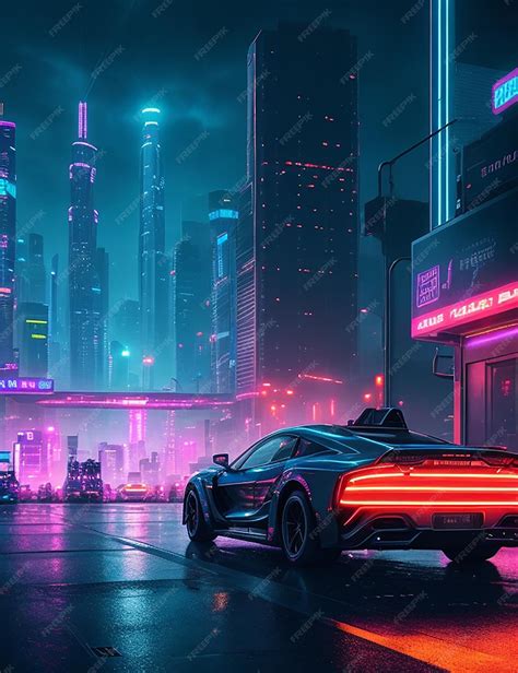 Premium AI Image | Supersport car at cyberpunk city with neon lights