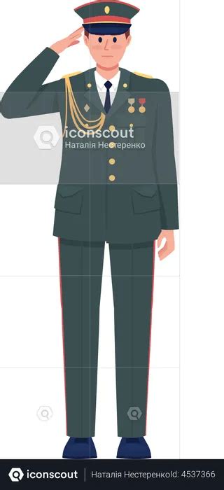 Best Officer in full dress uniform saluting Illustration download in PNG & Vector format