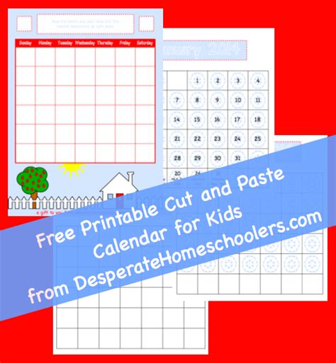 Free Printable Cut and Paste Calendar for Kids | Free Homeschool Deals