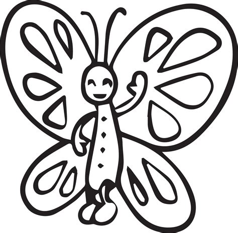 butterfly coloring page cute cartoon drawing illustration free download Business Cards And ...