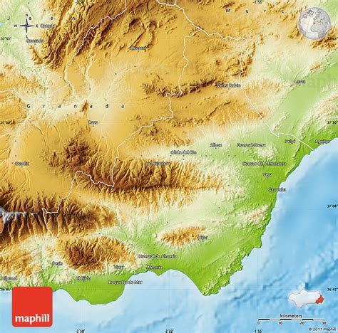 Physical Map of Almería