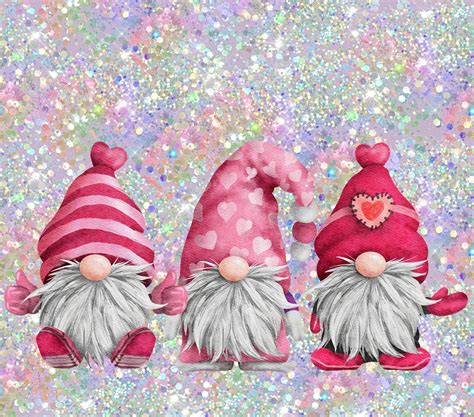 Valentines Cute Gnomes With Glitter Effect Full Color - Etsy | Valentines, Valentine, Pink ...