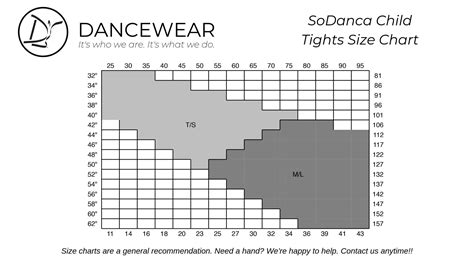 So Danca Child Tights Size Chart – Dancewear Online