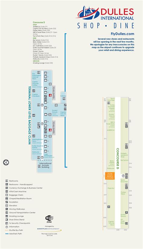 Dulles Airport Map (IAD) - Printable Terminal Maps, Shops, Food ...