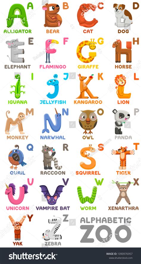 Zoo alphabet. L'alphabet animal. Lettres de : image vectorielle de stock (libre de droits ...