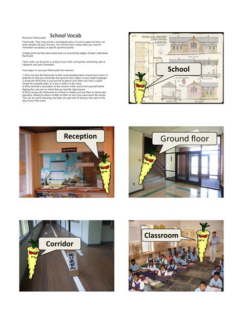 English Vocab Revision Flashcards - School Download Printable PDF ...