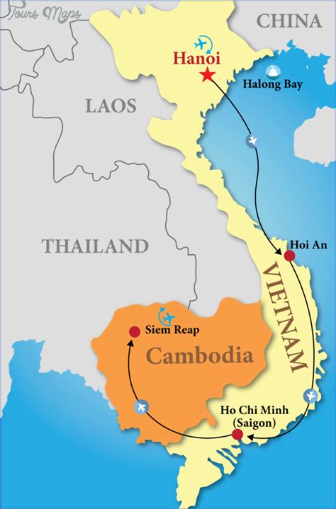 Map Of Vietnam And Cambodia - ToursMaps.com