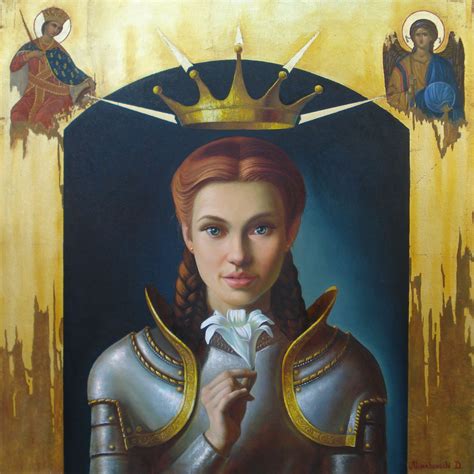 Vision of Joan of Arc, 60x60cm, oil, canvas, gold