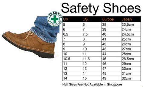 SIZE CONVERSION CHARTS - Durasafe Shop