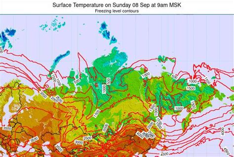 Russia Surface Temperature on Tuesday 08 Oct at 9am MSK