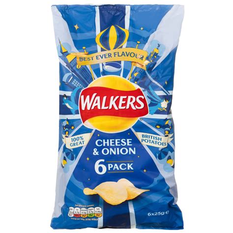 Walkers Cheese & Onion Multipack 6pk | Crisps - B&M