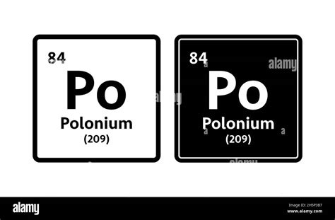 Polonium symbol. Chemical element of the periodic table. Vector stock ...