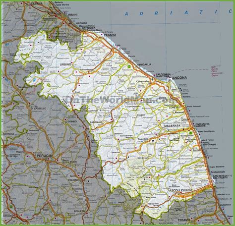 Large detailed map of Marche with cities and towns - Ontheworldmap.com