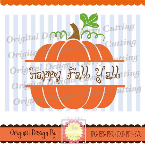 Happy Fall Y'allsplit Fall Pumpkin SVG Thanksgiving - Etsy