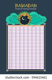 Ramadan Fasting Prayer Calendar Schedule Stock Vector (Royalty Free) 594615461 | Shutterstock