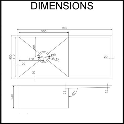 AGUZZO Stainless Steel Kitchen Sink - 960mm Single Bowl with Drainer - 1.2mm Thick