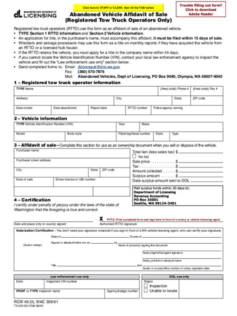 WA DoL TD-420-550 2019-2022 - Fill and Sign Printable Template Online ...