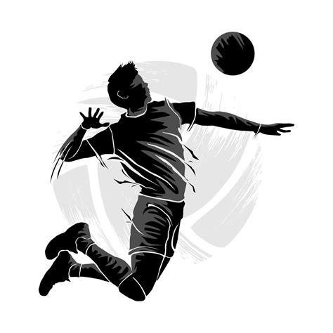 Silhouette of male volleyball player flying to hit the ball. Vector ...