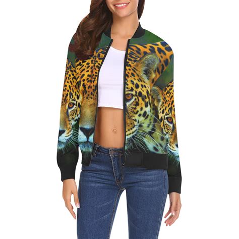 JAGUAR All Over Print Bomber Jacket for Women (Model H19) | ID: D2966847