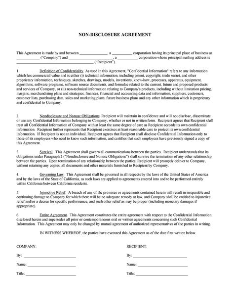 40 Non Disclosure Agreement Templates, Samples & Forms - Template Lab