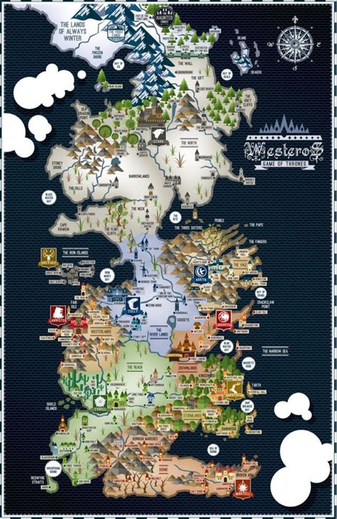 Game of Thrones Westeros Map - 17x11 Poster