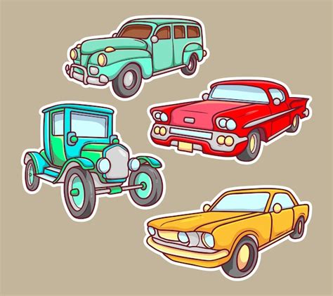 Free Vector | Vintage Car Sticker Hand Drawn Coloring