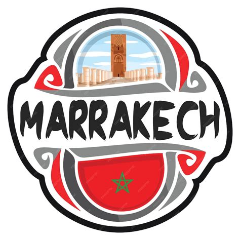 Premium Vector | Marrakech Morocco Flag Travel Souvenir Sticker Skyline ...