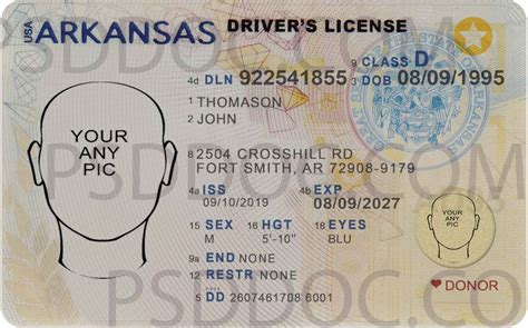 USA Arkansas Driver License front back sides - PSD Store