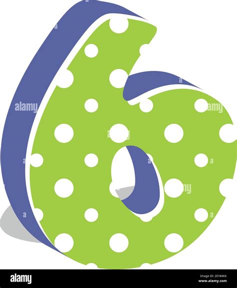 Cute dotted 3d number six isolated on white background. Vector illustration. Element for design ...