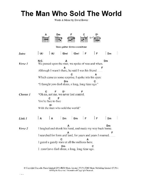 The Man Who Sold The World by David Bowie - Guitar Chords/Lyrics ...