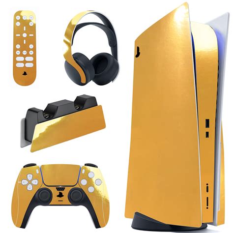 Buy PlayVital Chrome Gold Glossy Full Set Skin Decal for PS5 Console ...