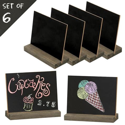 Mini Chalkboard Signs with Rustic Wood Stands, Set of 6 – MyGift