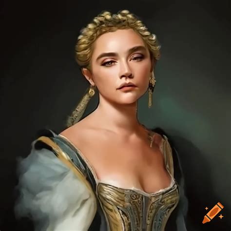 Renaissance style painting of florence pugh on Craiyon