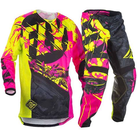 NEW Fly Racing 2018 Youth MX Kinetic Outlaw Pink Hi-Vis Girls Motocross Gear Set | eBay