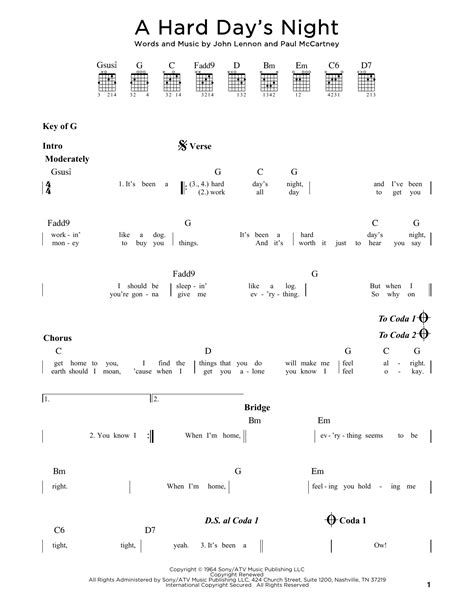 A Hard Day's Night by The Beatles - Guitar Rhythm Tab - Guitar Instructor