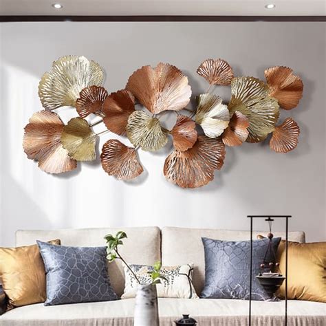 53.9" Farmhouse Gold Ginkgo Leaves Wall Decor For Living Room Bedroom ...