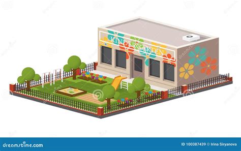 Low Poly Kindergarten Building. Stock Vector - Illustration of ...