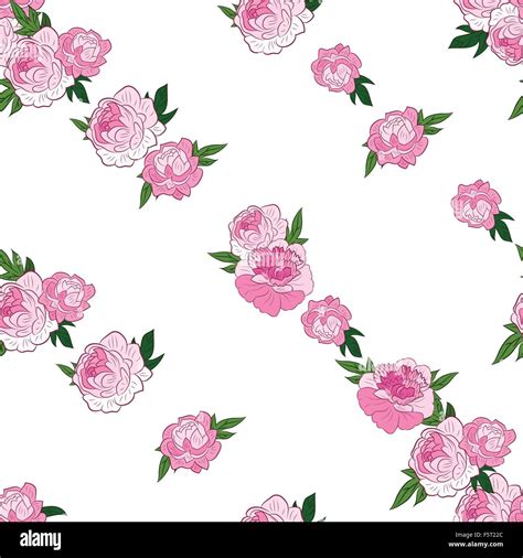 Seamless Pattern With Pink Peonies Stock Vector Image Art Alamy