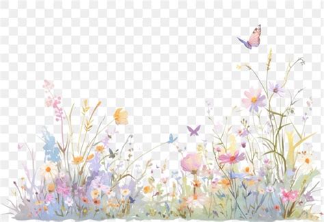 PNG Delicate Watercolor Wildflower Meadow Free Image By Rawpixel