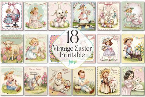 Vintage Easter Printable Sublimation Graphic By JaneCreative Creative