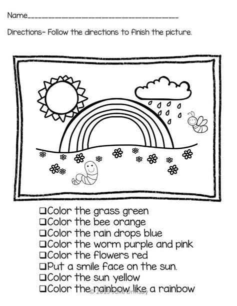 Following Directions Worksheet Third Grade