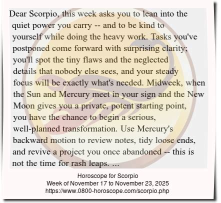 Weekly Horoscope for Scorpio (November 24, 2025 - November 30, 2025)