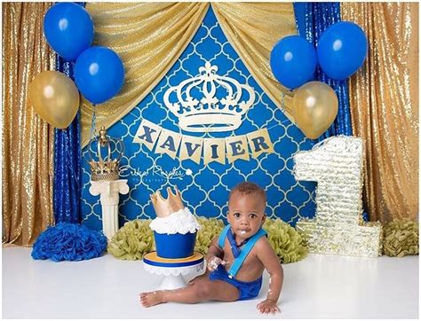 Royal Prince Gold And Blue Cake Smash Theme First Birthday Prince