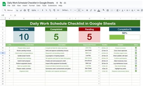 Daily Work Schedule Checklist In Google Sheets Neotech Navigators