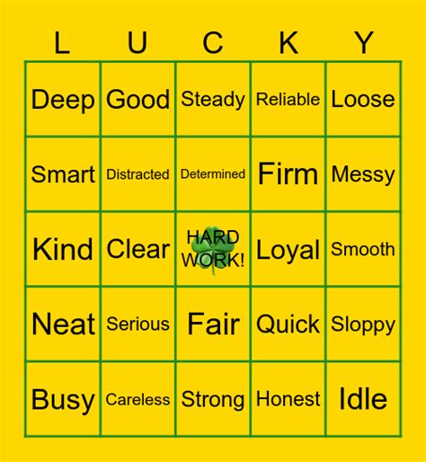 Earn Your Luck Bingo Card