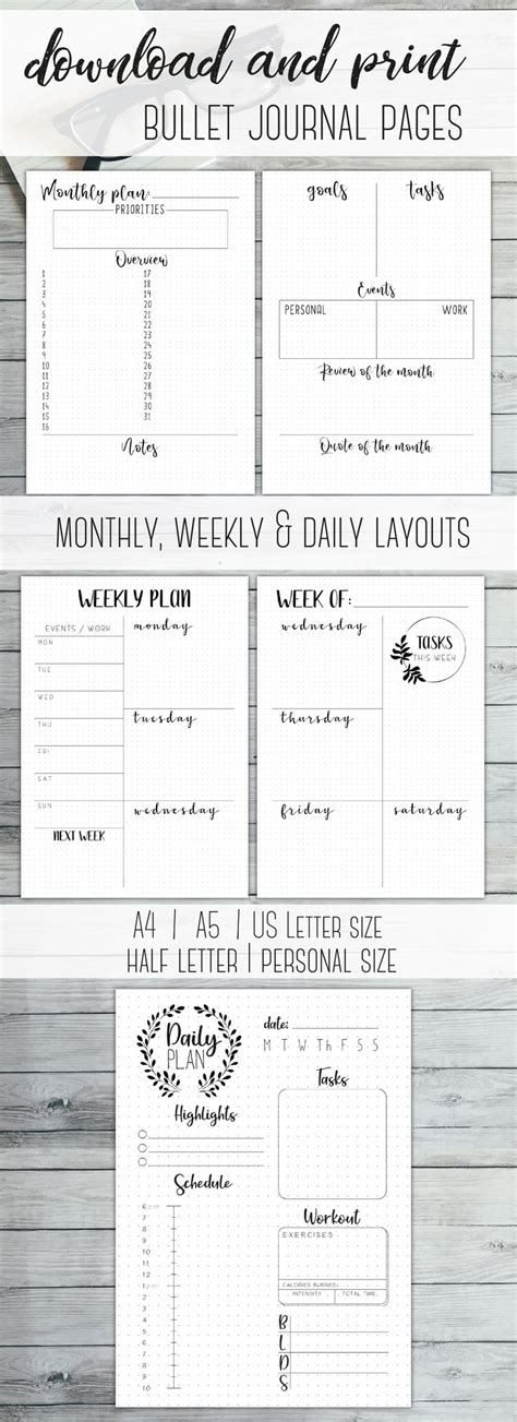 Printable Pages For Bullet Journal Printable Yearly Calendar