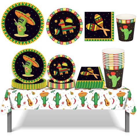 45PCS TMH1 Mexican Fiesta Party Supplies Set LIYDE Cinco De Mayo