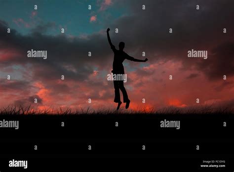 Composite Image Of Silhouette Of Jumping Woman Stock Photo Alamy