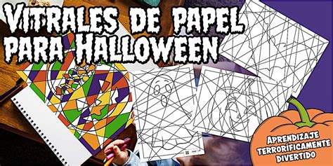 Hoja de colorear: Vitrales de papel - Halloween 