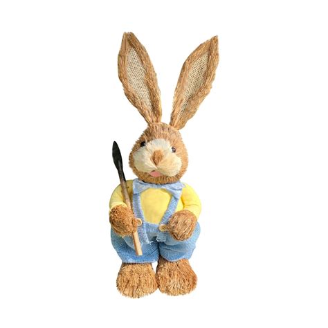 Earmouse Easter Decorations Bunny Figurines Spring Rustic Sisal Bunny